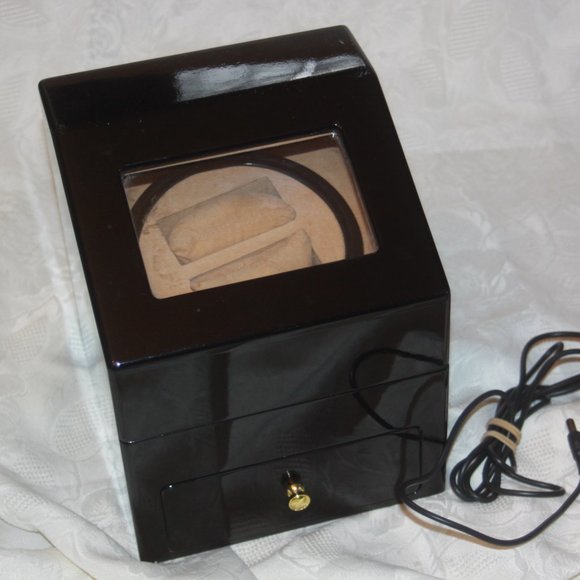 Rotation Case Cabinet Automatic DUAL Watch Winder Display Store 4 Watches
